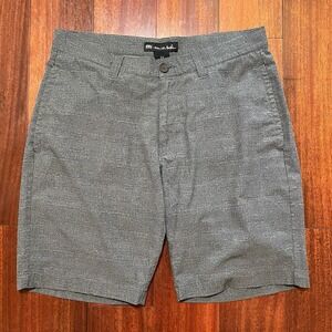 Travis Mathew Shorts Mens 32 Gray Plaid Performance Golf Stretch Preppy 33x9 9"